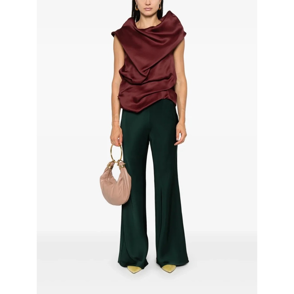 Zimmermann Eden Flare Wide Leg Green Elastic Waist Trouser Pant Size 2 (Medium)